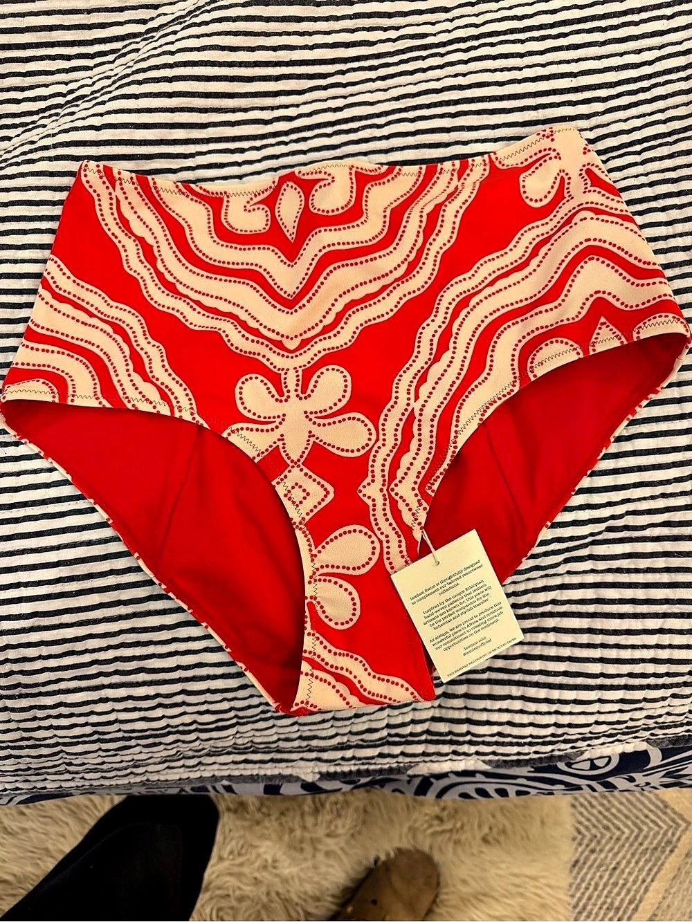 lemlem ELSI High Waist Bottom Red & Cream medium